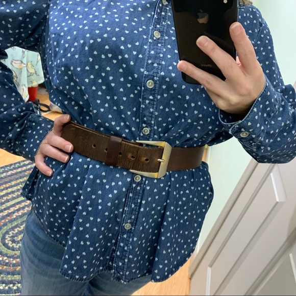 Lauren Conrad denim chambray hearts button down too cotton extra large - Picture 8 of 8